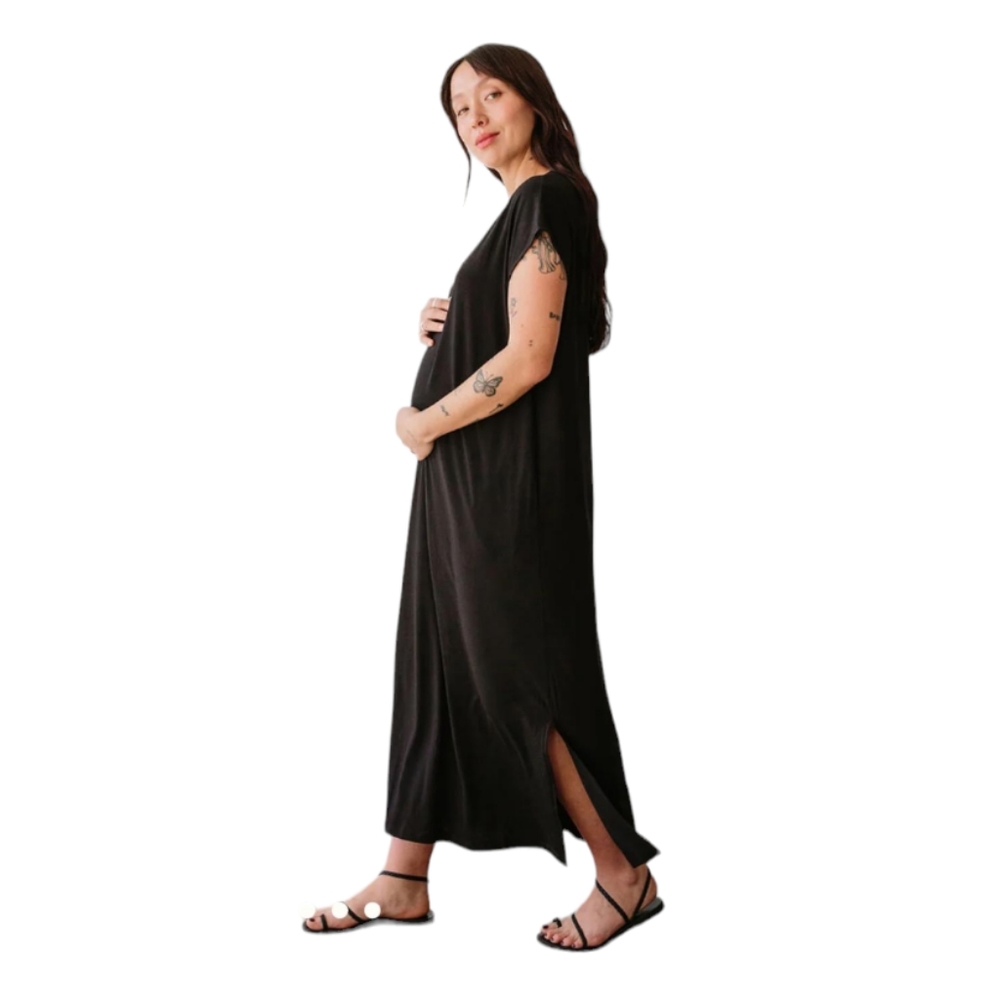 Storq Breeze Caftan black midi maternity dress size 7